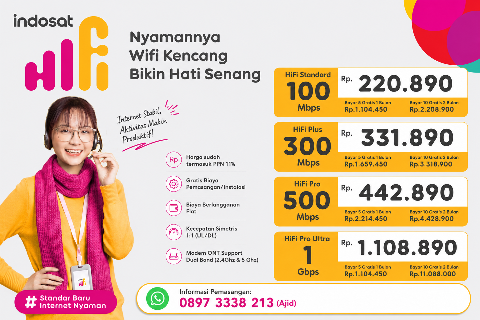Pasang Indosat Hifi Harga Terbaru